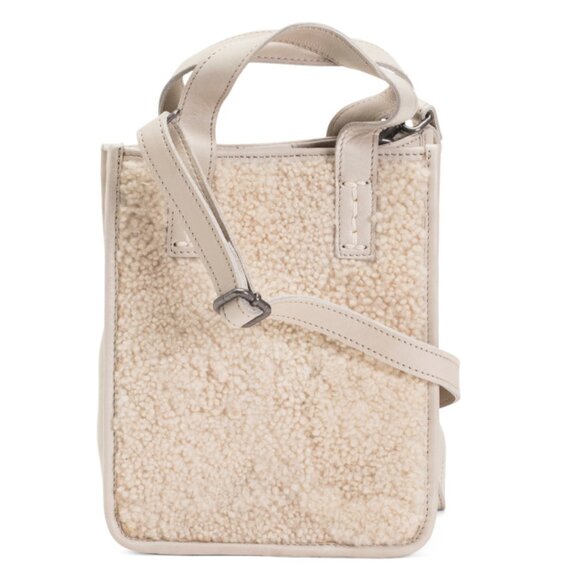 LATICO Beige Leather Milo Shearling Small Tote With Trim - Picture 1 of 2